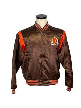 Swingster Owens Corning Fiberglas Pink Panther Browns NFL Satin Jacket M USA